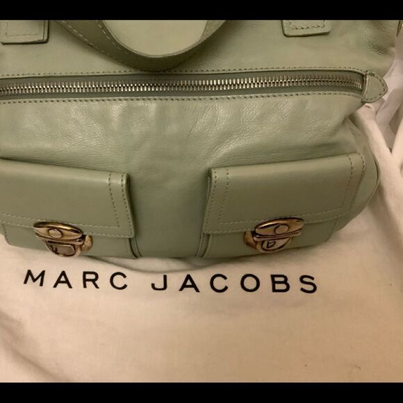 Marc Jacobs handbag Leather Green double handles front pockets - Picture 2 of 16